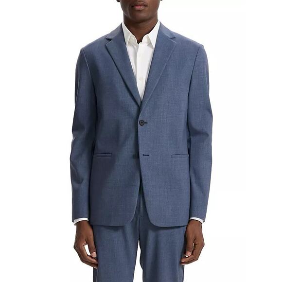 Theory Clinton Navy City Linen Lightweight Single Breasted...